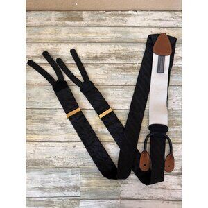 Trafalgar Striped Jacquard Black Silk Suspenders Braces Y-Back Gold Adjusters